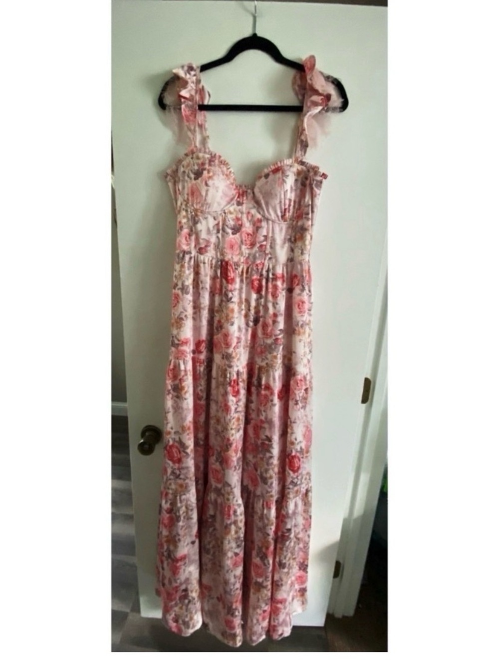 ALTAR’D STATE Pink Floral Silky Satin Maxi Dress Size XL. - Picture 6 of 9